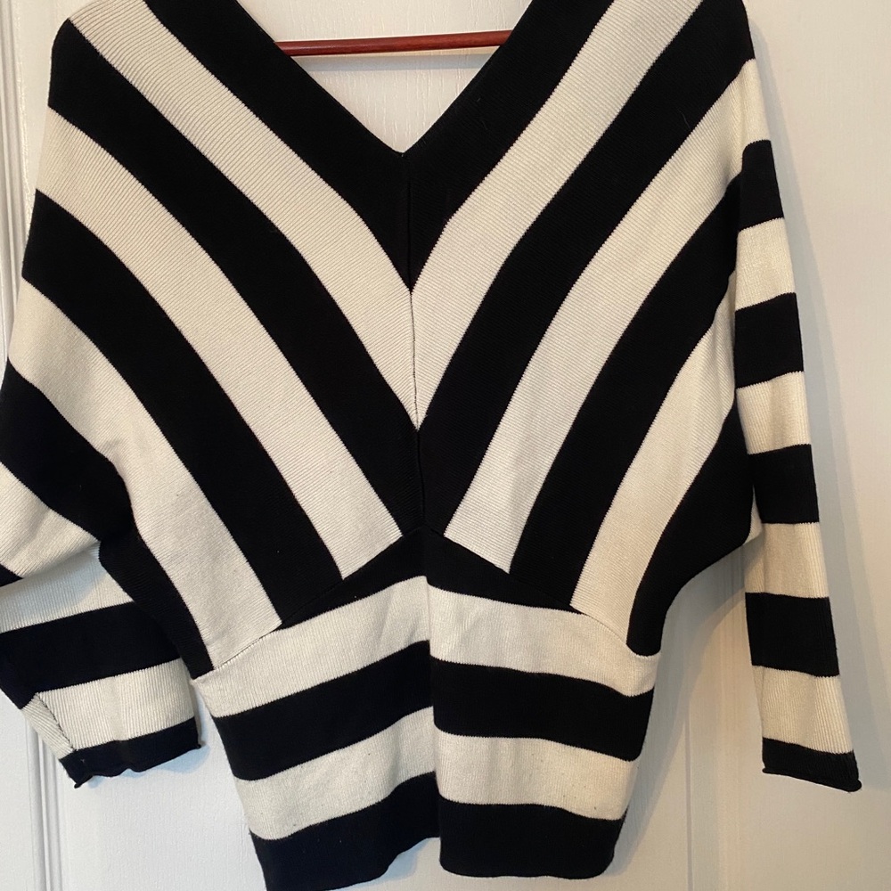 Black and White Striped Women's Sweater
